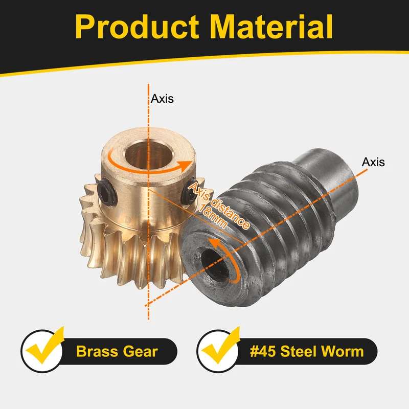 Worm Gear Set 1 Module 20:1 Reduction Rate(Gear-8mm Bore, Rod 6mm Bore)