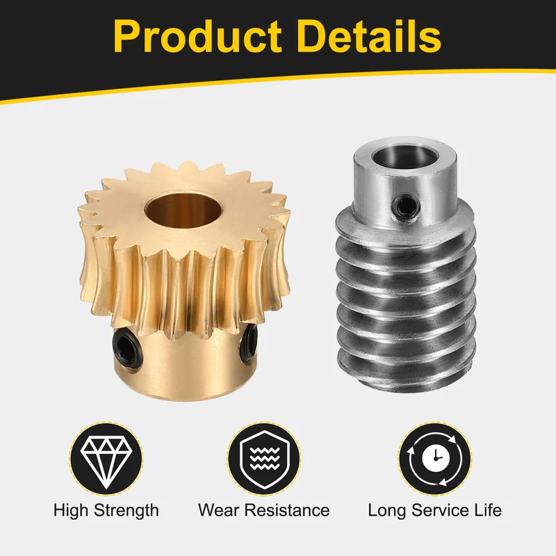 Worm Gear Set 1 Module 20:1 Reduction Rate(Gear-8mm Bore, Rod 8mm Bore)