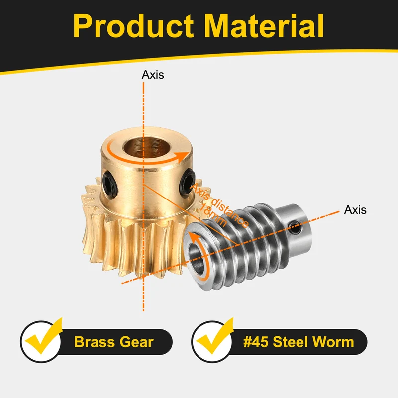Worm Gear Set 1 Module 20:1 Reduction Rate(Gear-8mm Bore, Rod 8mm Bore)