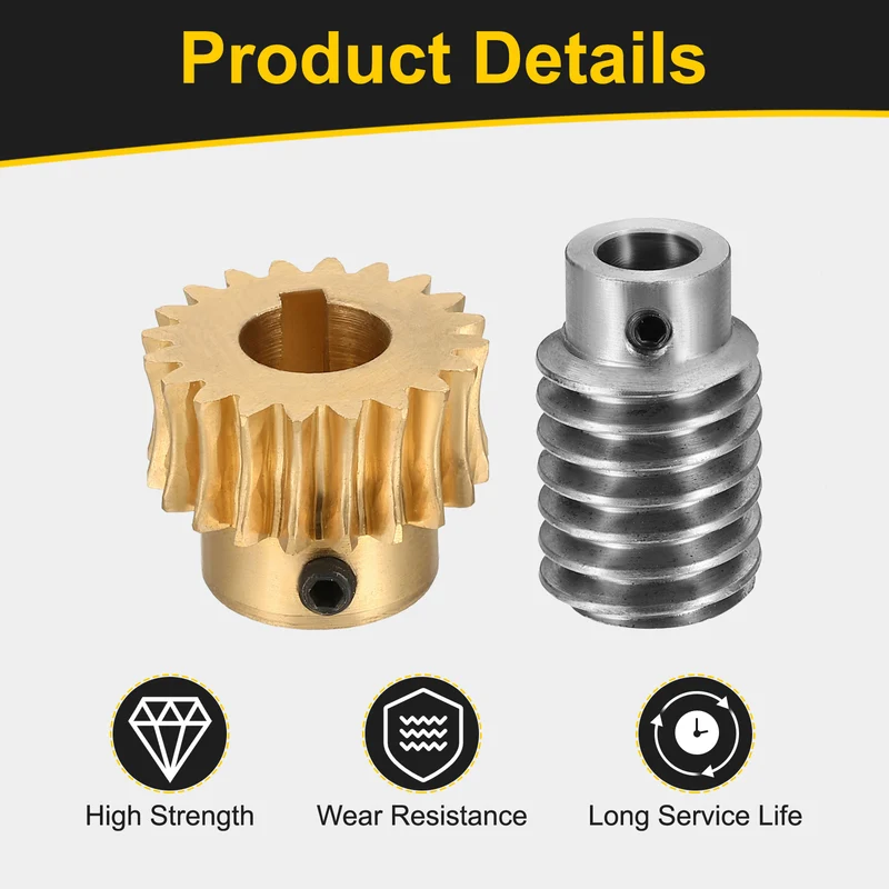 Worm Gear Set, 1 Module 20:1 Reduction Rate(Gear-10mm Bore, Rod 8mm Bore)