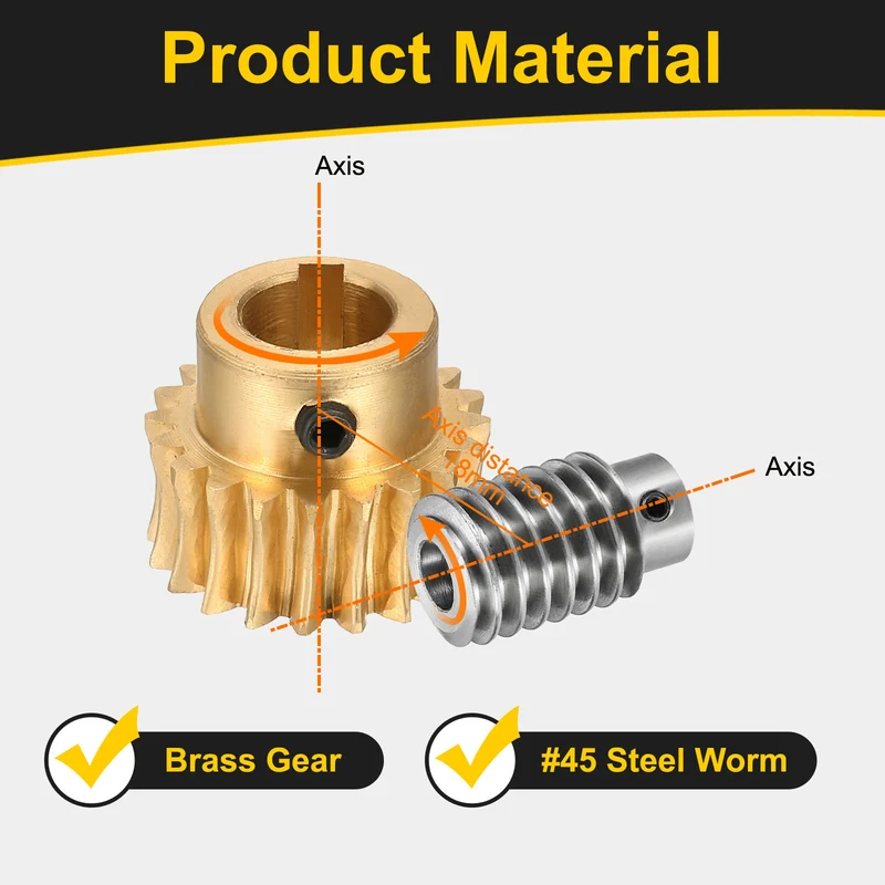 Worm Gear Set, 1 Module 20:1 Reduction Rate(Gear-10mm Bore, Rod 8mm Bore)