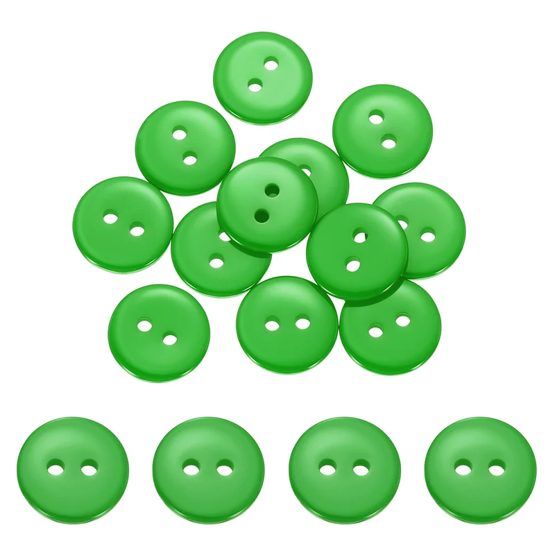 16 Pcs 12.5mm Resin Sewing Buttons, 2 Hole for Sewing Coats Shirts, Grass Green
