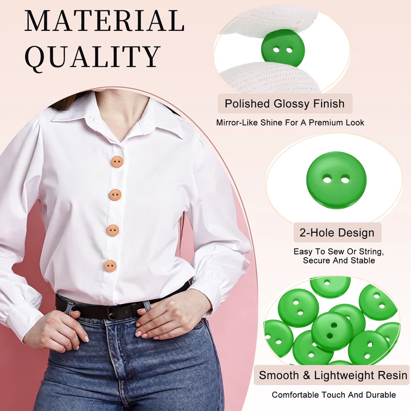 16 Pcs 12.5mm Resin Sewing Buttons, 2 Hole for Sewing Coats Shirts, Grass Green