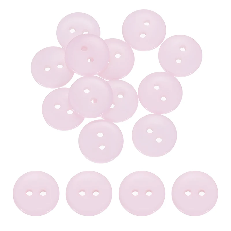 16 Pcs 12.5mm Resin Sewing Buttons, 2 Hole for Sewing Coats Shirts, Light Pink