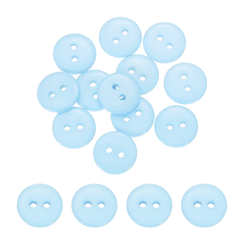 16 Pcs 12.5mm Resin Sewing Buttons, 2 Hole for Sewing Coats Shirts, Light Blue