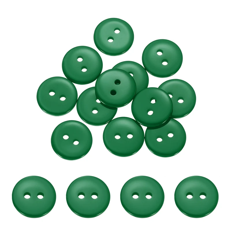 16 Pcs 12.5mm Resin Sewing Buttons, 2 Hole for Sewing Coats Shirts, Dark Green