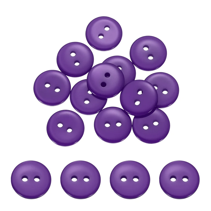 16 Pcs 12.5mm Resin Sewing Buttons, 2 Hole for Sewing Coats Shirts, Deep Purple
