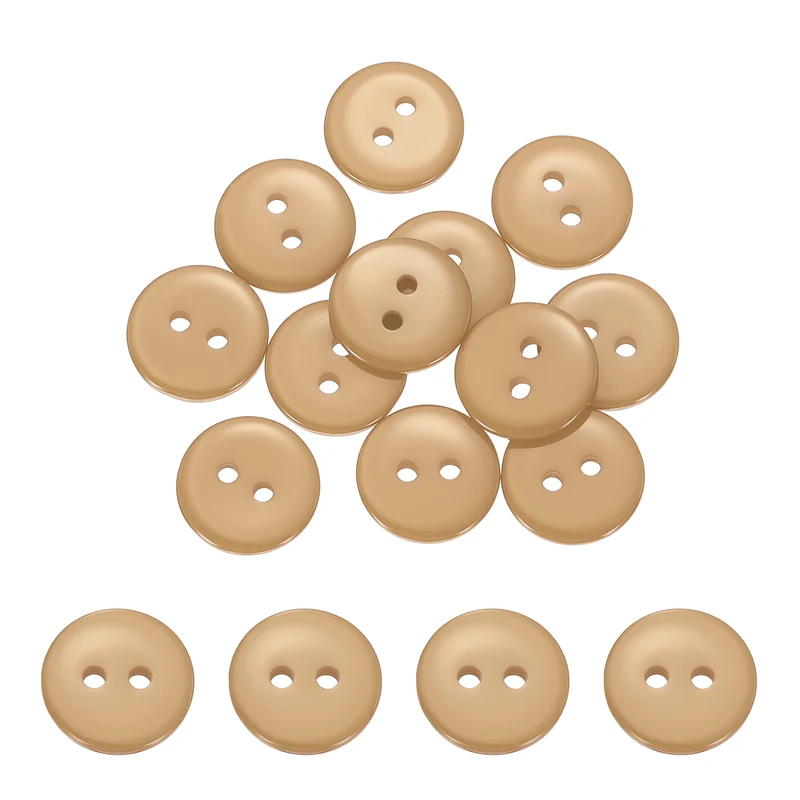 16 Pcs 12.5mm Resin Sewing Buttons, 2 Hole for Sewing Coats Shirts, Camel