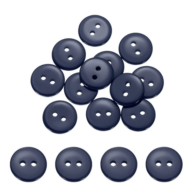 16 Pcs 12.5mm Resin Sewing Buttons, 2 Hole for Sewing Coats Shirts, Navy Blue