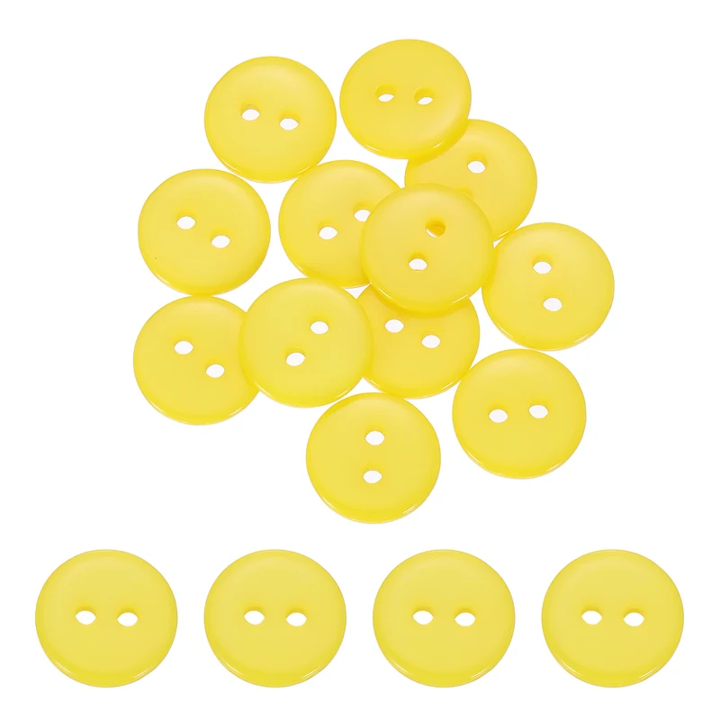 16 Pcs 12.5mm Resin Sewing Buttons, 2 Hole for Sewing Coats Shirts, Yellow