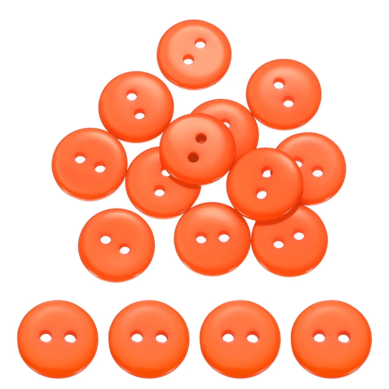 16 Pcs 12.5mm Resin Sewing Buttons, 2 Hole for Sewing Coats Shirts, Orange