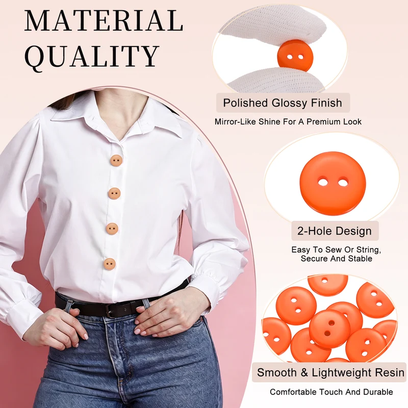 16 Pcs 12.5mm Resin Sewing Buttons, 2 Hole for Sewing Coats Shirts, Orange