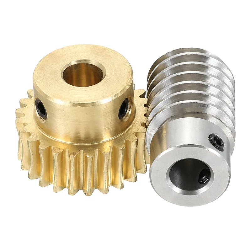 Worm Gear Set 1M 25T, 1:25 304 Stainless Steel Worm, Brass Gear 8mm/8mm Bore