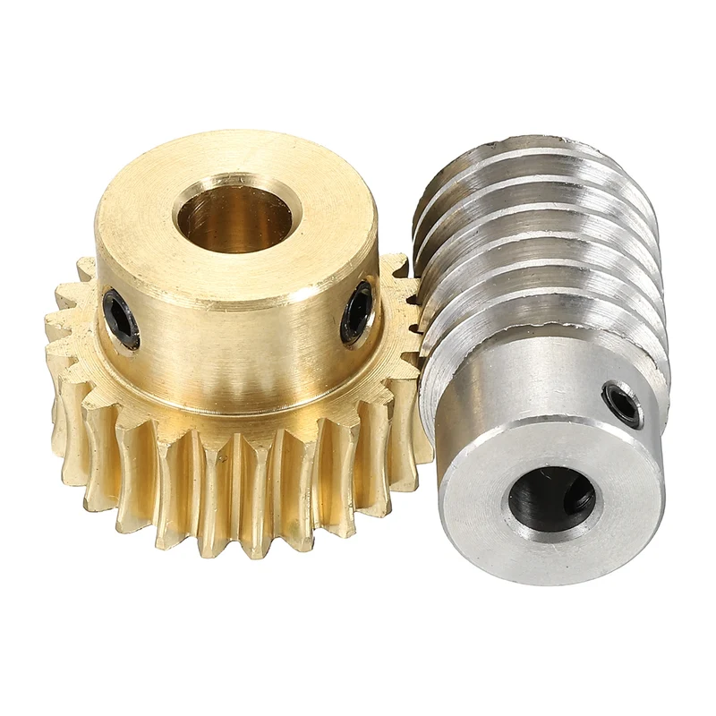 Worm Gear Set 1M 25T, 1:25 304 Stainless Steel Worm, Brass Gear 8mm/6mm Bore