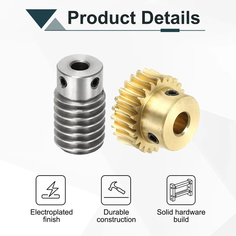 Worm Gear Set 1M 25T, 1:25 304 Stainless Steel Worm, Brass Gear 8mm/6mm Bore