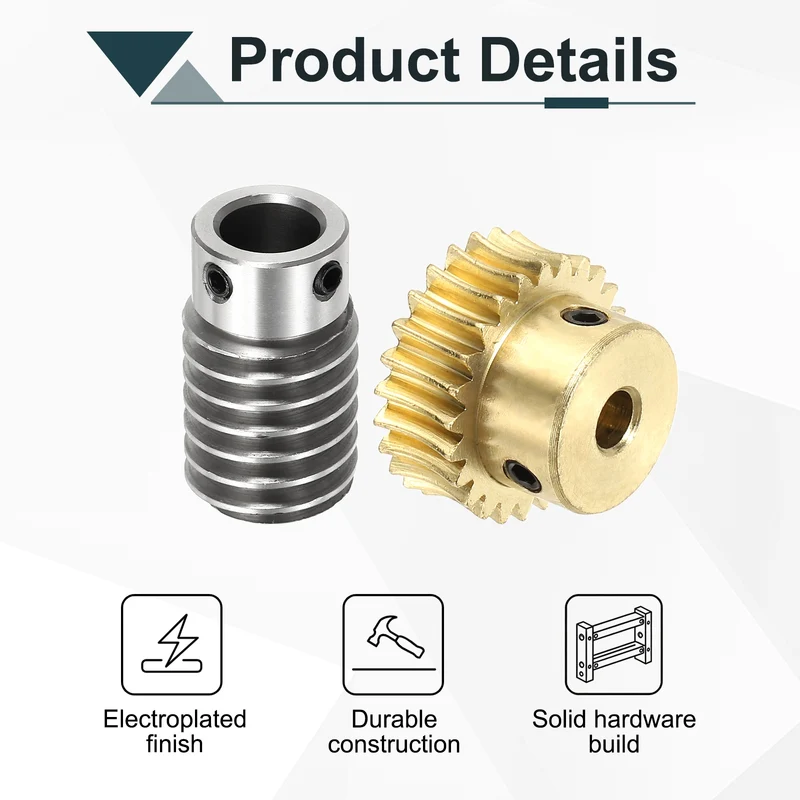 Worm Gear Set 1M 25T, 1:25 304 Stainless Steel Worm, Brass Gear 6mm/10mm Bore
