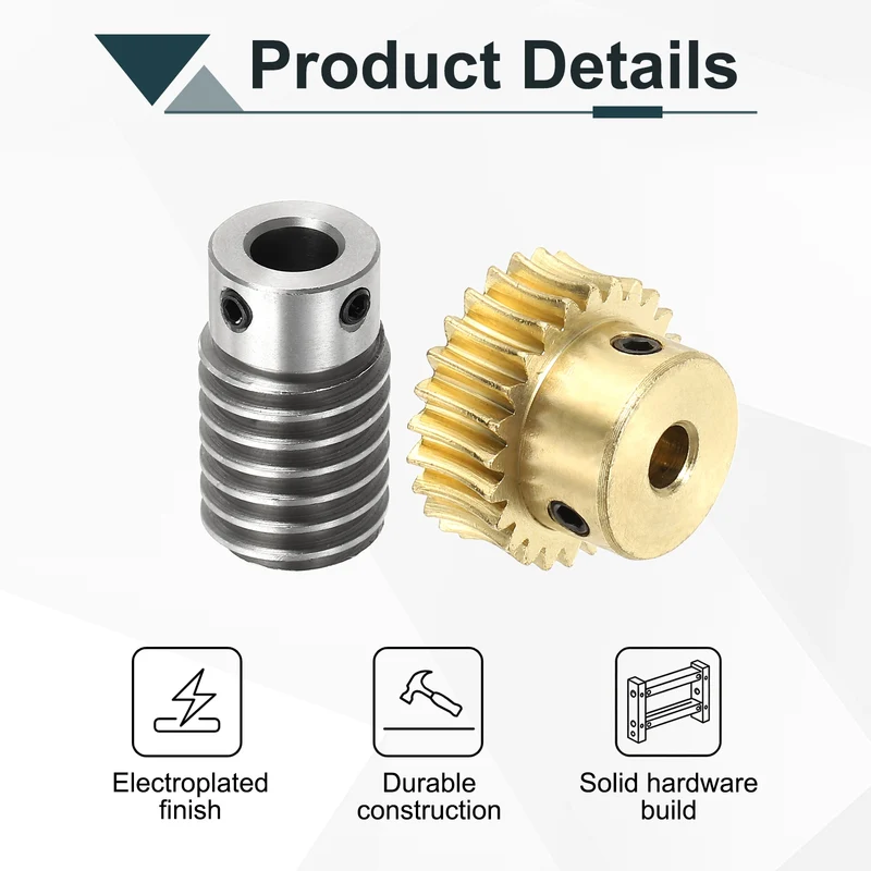 Worm Gear Set 1M 25T, 1:25 304 Stainless Steel Worm, Brass Gear 6mm/8mm Bore