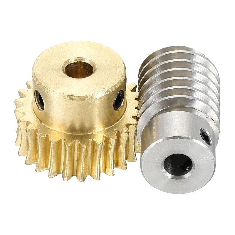 Worm Gear Set 1M 25T, 1:25 304 Stainless Steel Worm, Brass Gear 6mm/6mm Bore