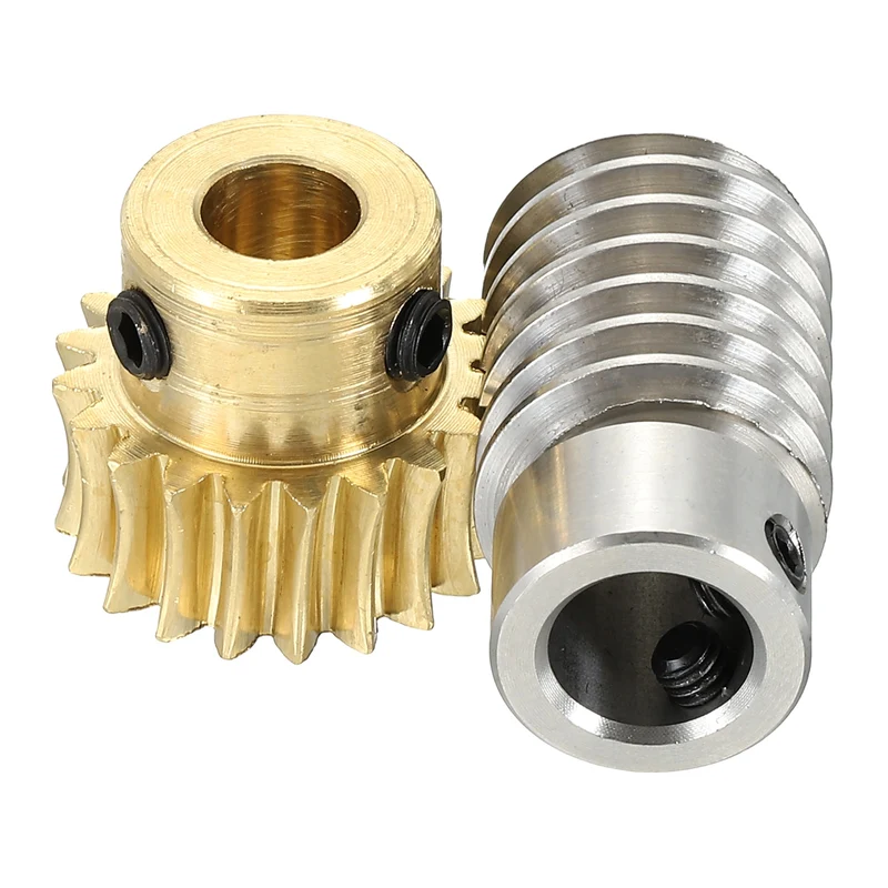 Worm Gear Set 1M 20T, 1:20 304 Stainless Steel Worm, Brass Gear 8mm/10mm Bore