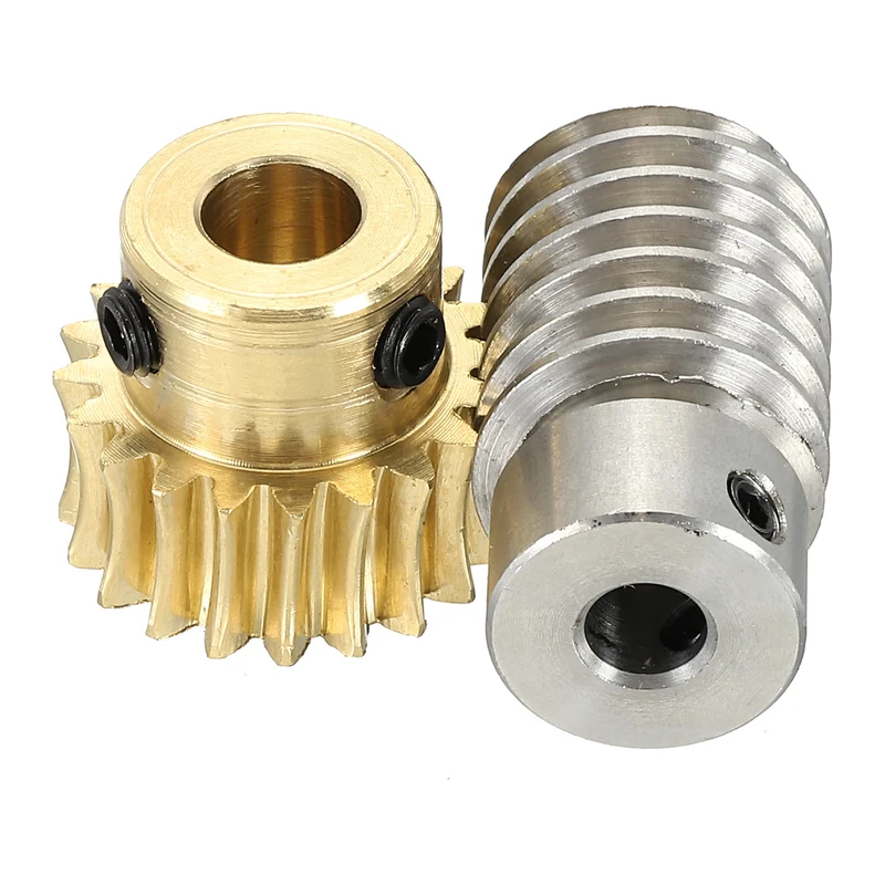 Worm Gear Set 1M 20T, 1:20 304 Stainless Steel Worm, Brass Gear 8mm/6mm Bore