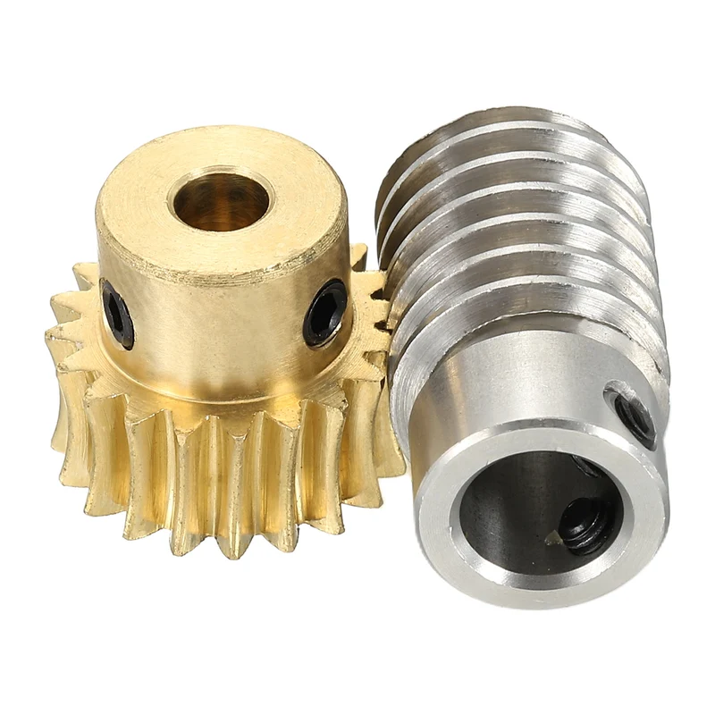 Worm Gear Set 1M 20T, 1:20 304 Stainless Steel Worm, Brass Gear 6mm/10mm Bore