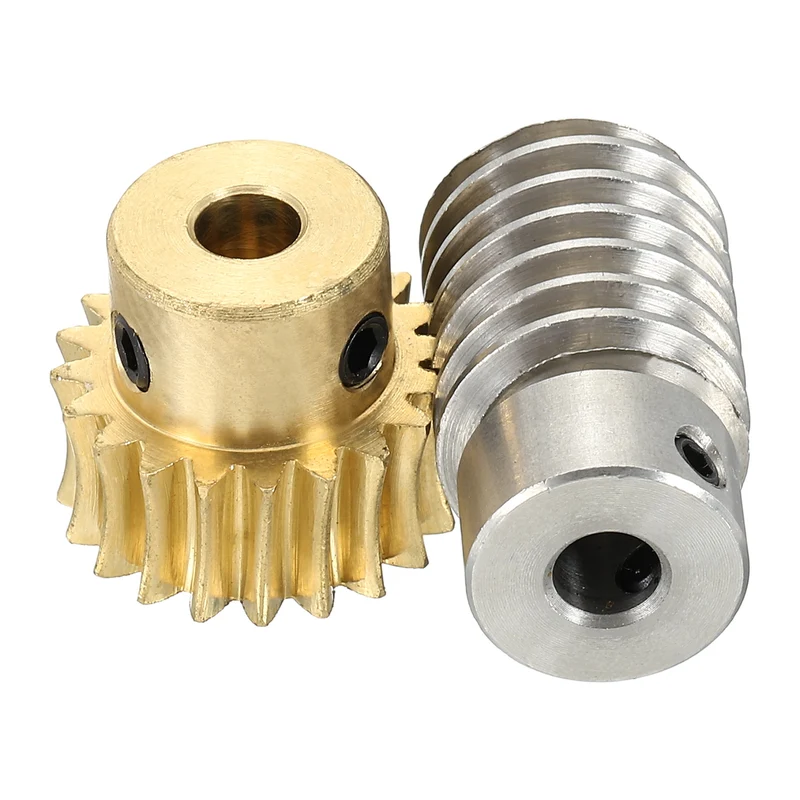 Worm Gear Set 1M 20T, 1:20 304 Stainless Steel Worm, Brass Gear 6mm/6mm Bore