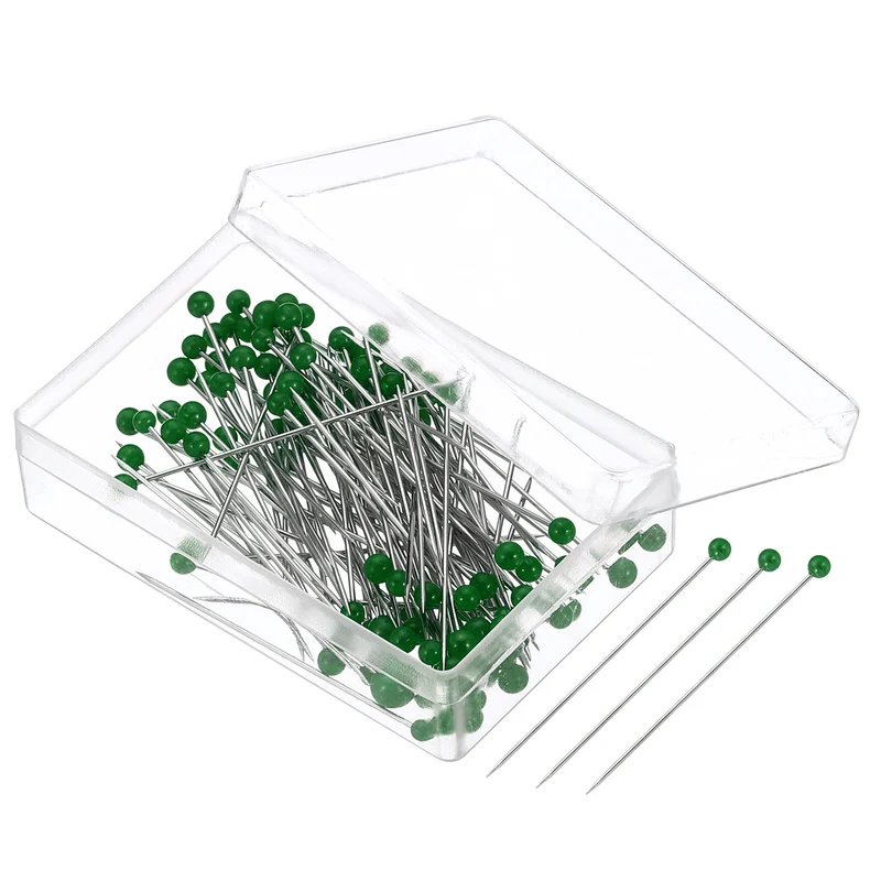 200Pcs Sewing Pins 1.5 Inch Pearlized Ball Head Pins Straight Pin Dark Green