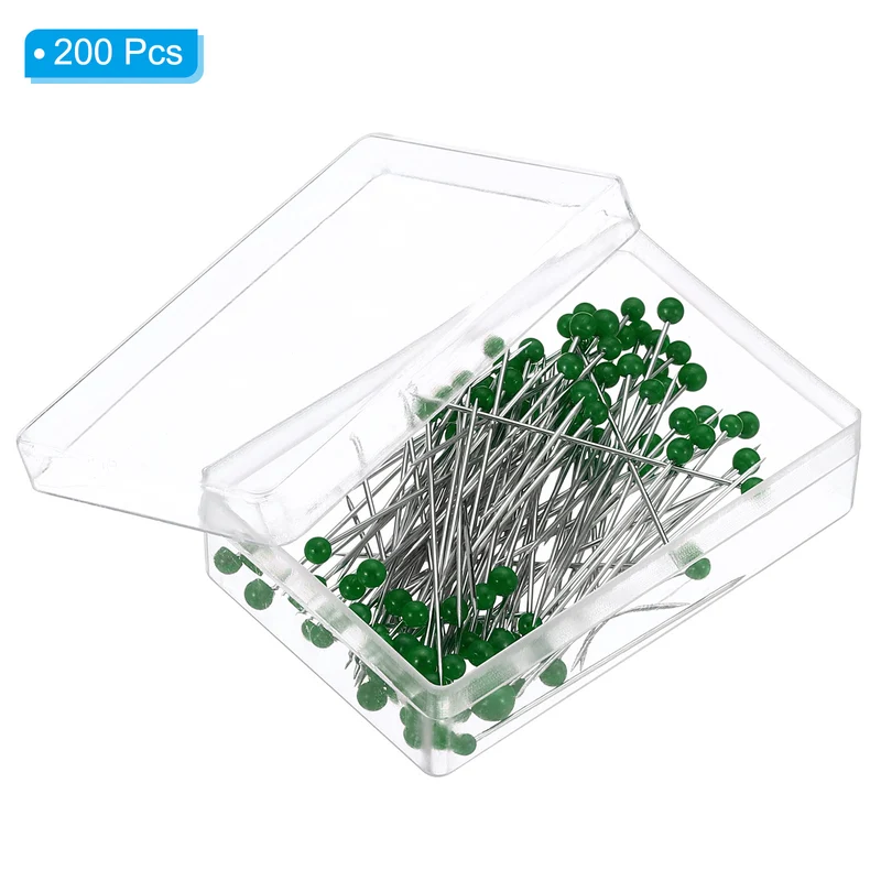 200Pcs Sewing Pins 1.5 Inch Pearlized Ball Head Pins Straight Pin Dark Green