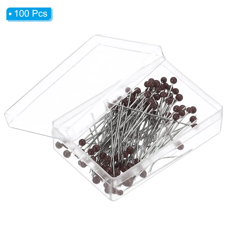 100Pcs Sewing Pins, 1.5 Inch Pearlized Ball Head Pins Straight Pin Brown