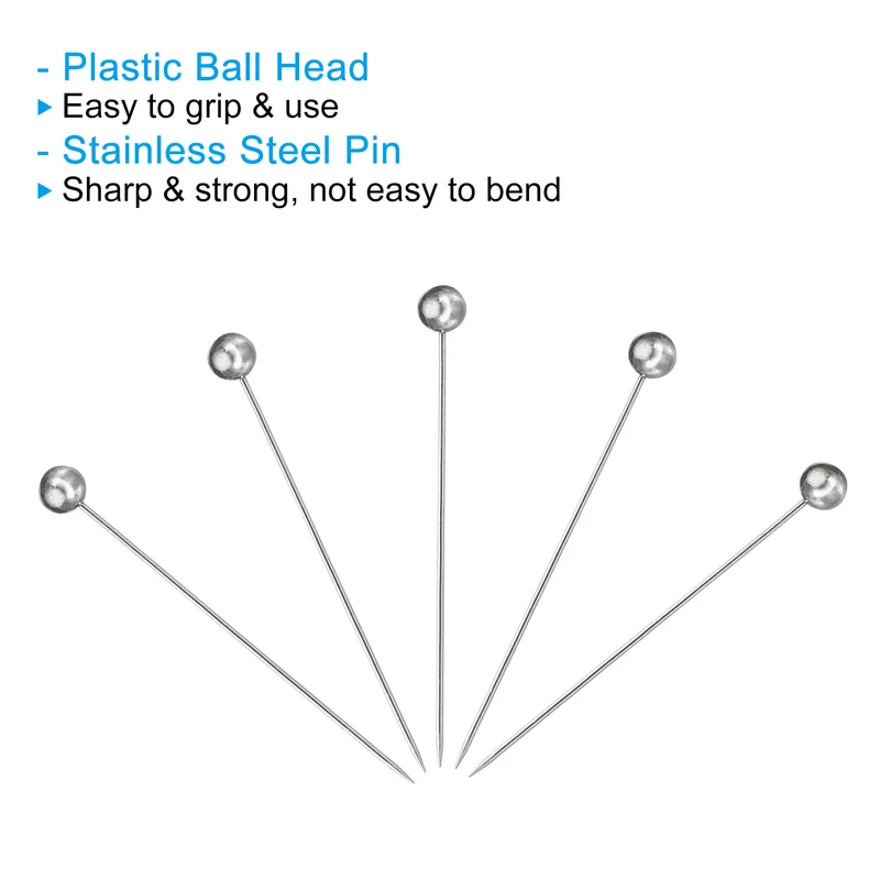 Sewing Pins, 400 Pcs 1.5 Inch Straight Pin with Plastic Pearlized Ball Head for Fabric, Decorative, Jewelry DIY, Craft and Sewing Project, Silver