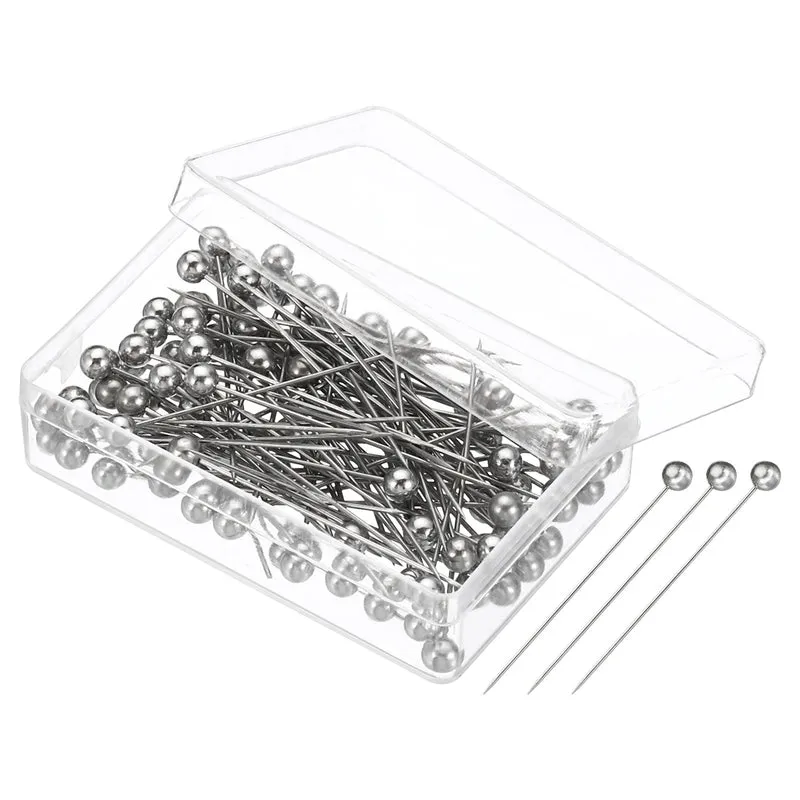 100Pcs Sewing Pins, Straight Pin with Plastic Pearlized Ball Head, Silver