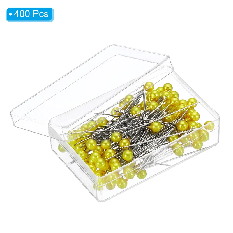 Sewing Pins, 400 Pcs 1.5 Inch Straight Pin with Plastic Pearlized Ball Head for Fabric, Decorative, Jewelry DIY, Craft and Sewing Project, Golden