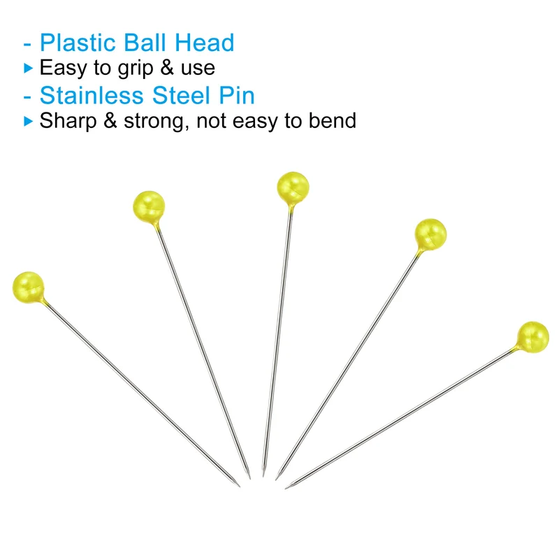 Sewing Pins, 400 Pcs 1.5 Inch Straight Pin with Plastic Pearlized Ball Head for Fabric, Decorative, Jewelry DIY, Craft and Sewing Project, Golden