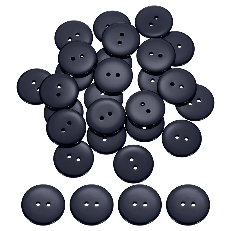 25 Pcs 25mm Resin Sewing Buttons, 2 Hole for Sewing Coats Shirts, Navy Blue