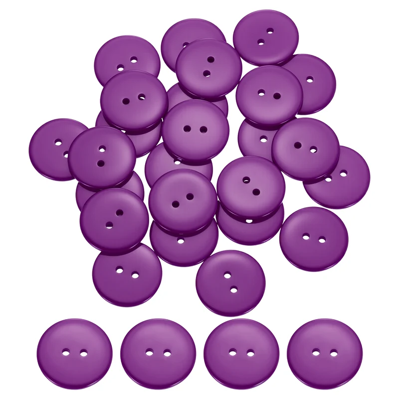 25 Pcs 25mm Resin Sewing Buttons, 2 Hole for Sewing Coats Shirts, Purple