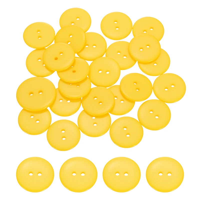 25 Pcs 25mm Resin Sewing Buttons, 2 Hole for Sewing Coats Shirts, Yellow