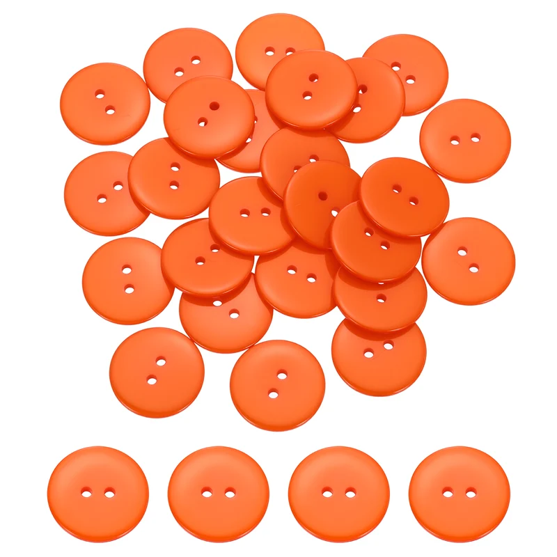 25 Pcs 25mm Resin Sewing Buttons, 2 Hole for Sewing Coats Shirts, Orange
