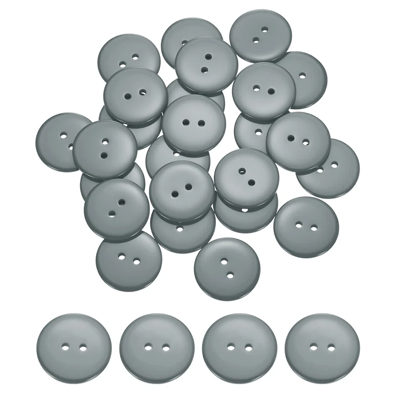 25 Pcs 25mm Resin Sewing Buttons, 2 Hole for Sewing Coats Shirts, Gray
