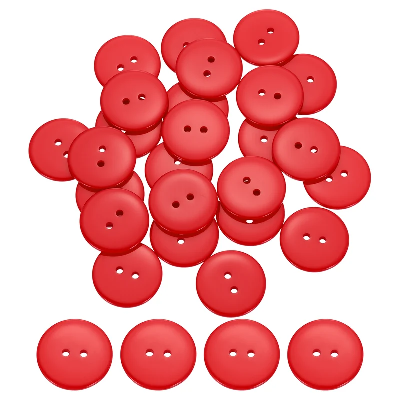 25 Pcs 25mm Resin Sewing Buttons, 2 Hole for Sewing Coats Shirts, Orange Red