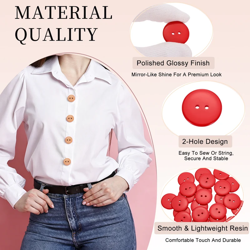 25 Pcs 25mm Resin Sewing Buttons, 2 Hole for Sewing Coats Shirts, Orange Red