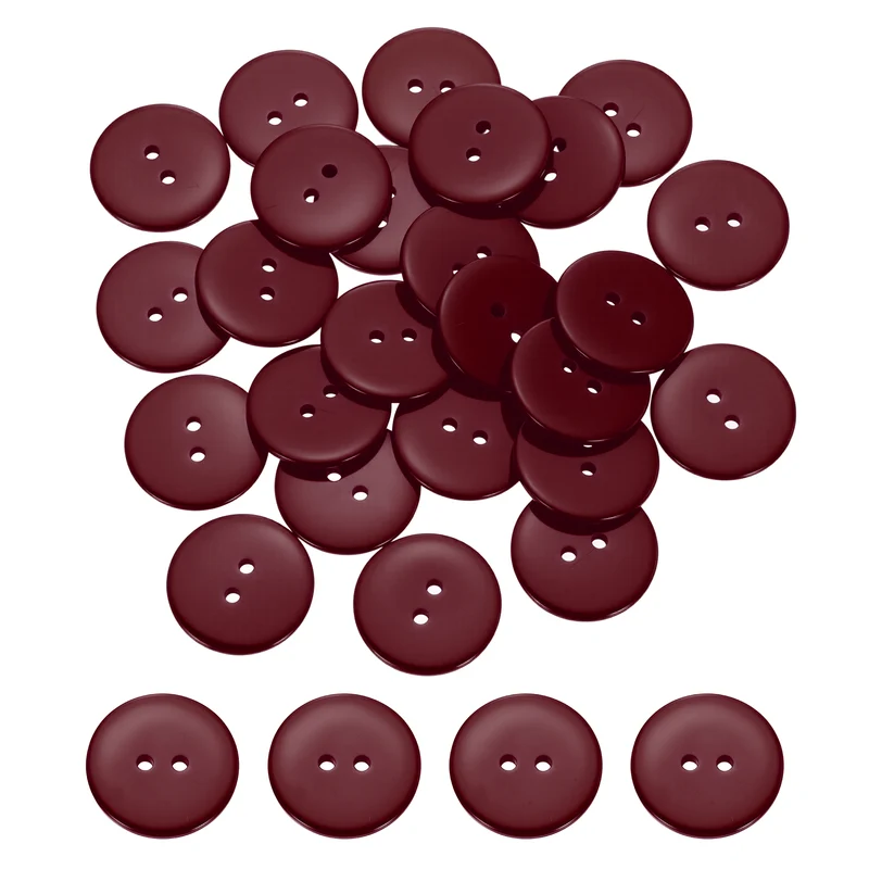 25 Pcs 25mm Resin Sewing Buttons, 2 Hole for Sewing Coats Shirts, Dark Red