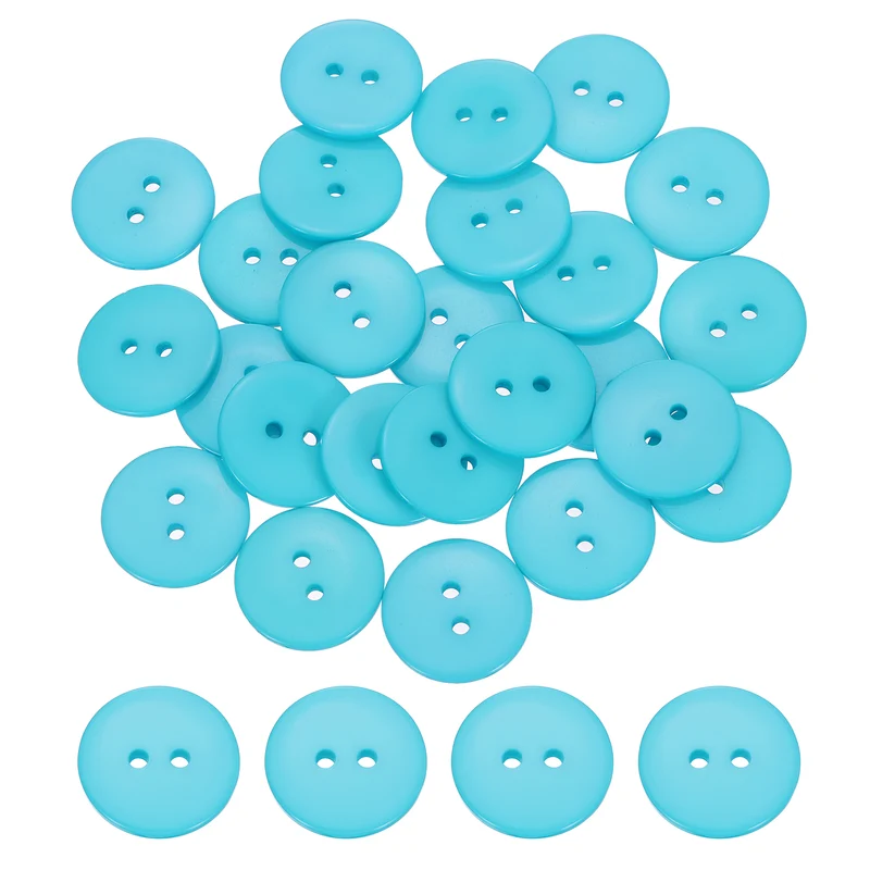 25 Pcs 20mm Resin Sewing Buttons, 2 Hole for Sewing Coats Shirts, Lake Blue