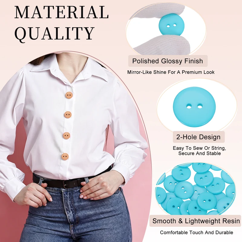 25 Pcs 20mm Resin Sewing Buttons, 2 Hole for Sewing Coats Shirts, Lake Blue