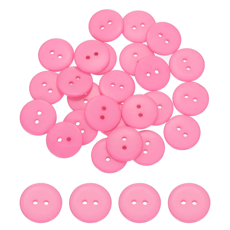 25 Pcs 20mm Resin Sewing Buttons, 2 Hole for Sewing Coats Shirts, Pink
