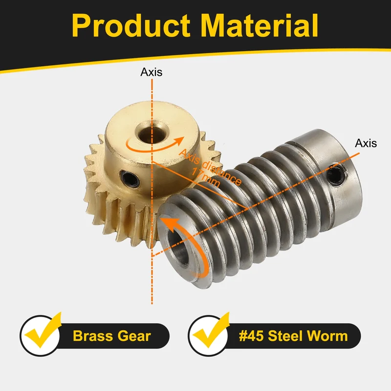 Worm Gear Set 0.8 Module 1:25 Reduction Rate(Gear-4mm Bore, Rod 6mm Bore)