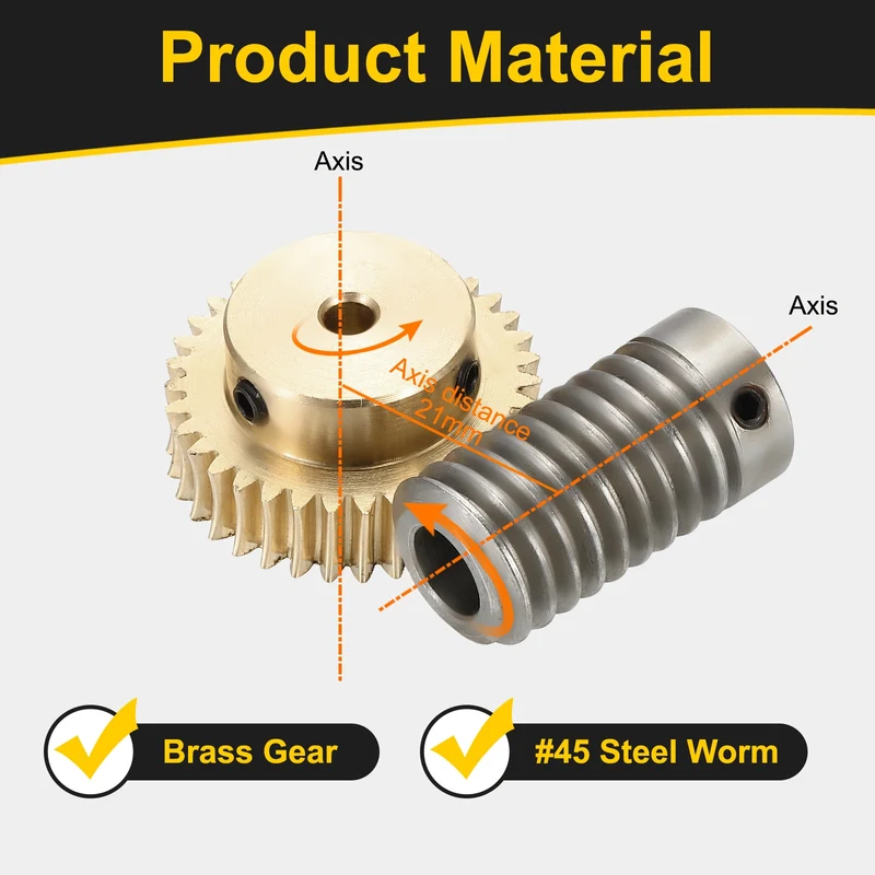 Worm Gear Set 0.8 Module 1:35 Reduction Rate(Gear-4mm Bore, Rod 8mm Bore)