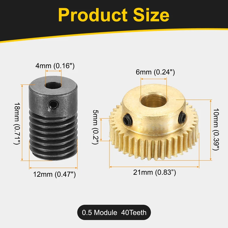 Worm Gear Set 0.5 Module 1:40 Reduction Rate(Gear-6mm Bore, Rod 4mm Bore)