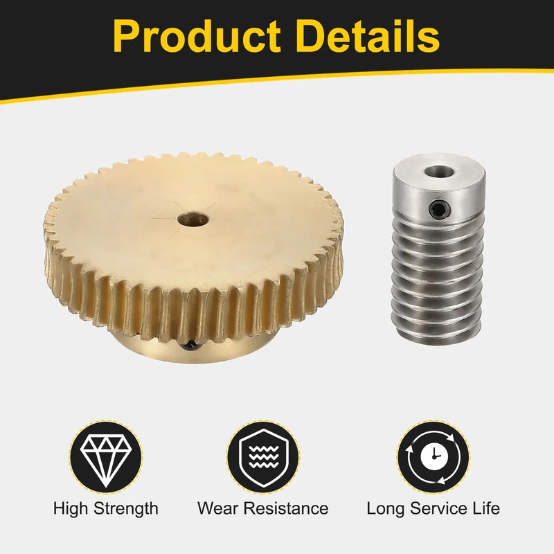 Worm Gear Set 0.8 Module 1:50 Reduction Rate(Gear-4mm Bore, Rod 5mm Bore)