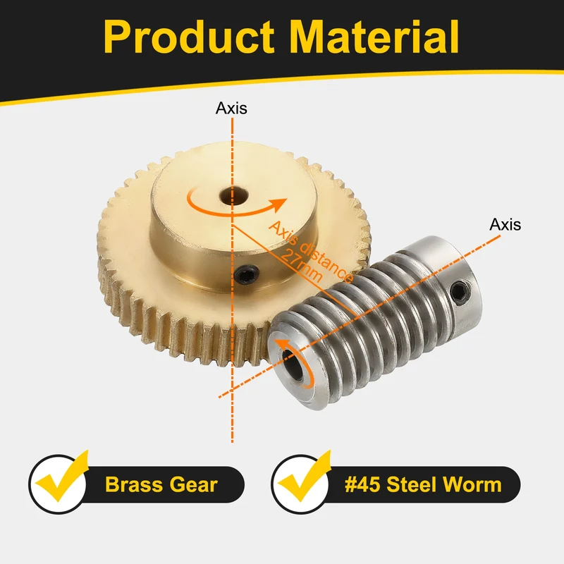 Worm Gear Set 0.8 Module 1:50 Reduction Rate(Gear-4mm Bore, Rod 5mm Bore)
