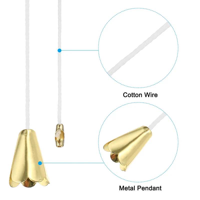 1.5M 4.9ft Ceiling Pull Chain Extender Conical Pendant Gold/Silver Tone 4 Pcs